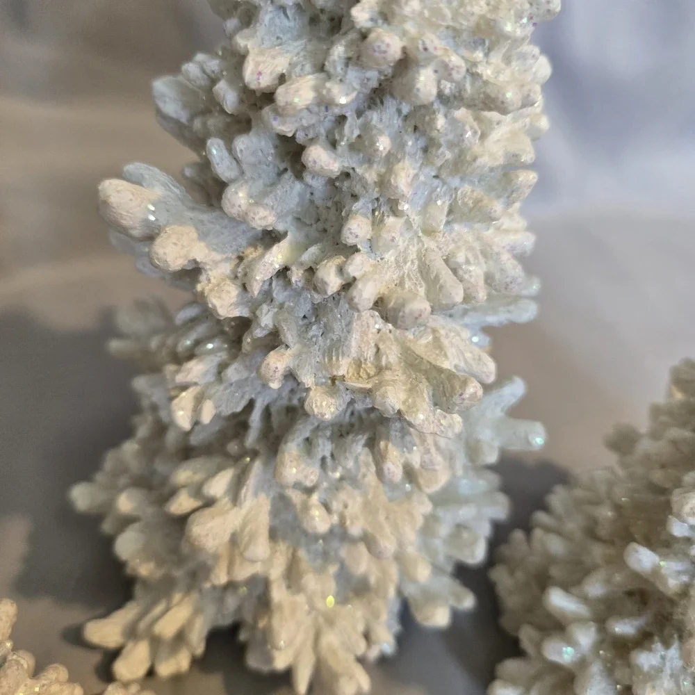 Department 56 Silver Christmas Trees Multi Colored Glitter 56.45641 Set Of 3